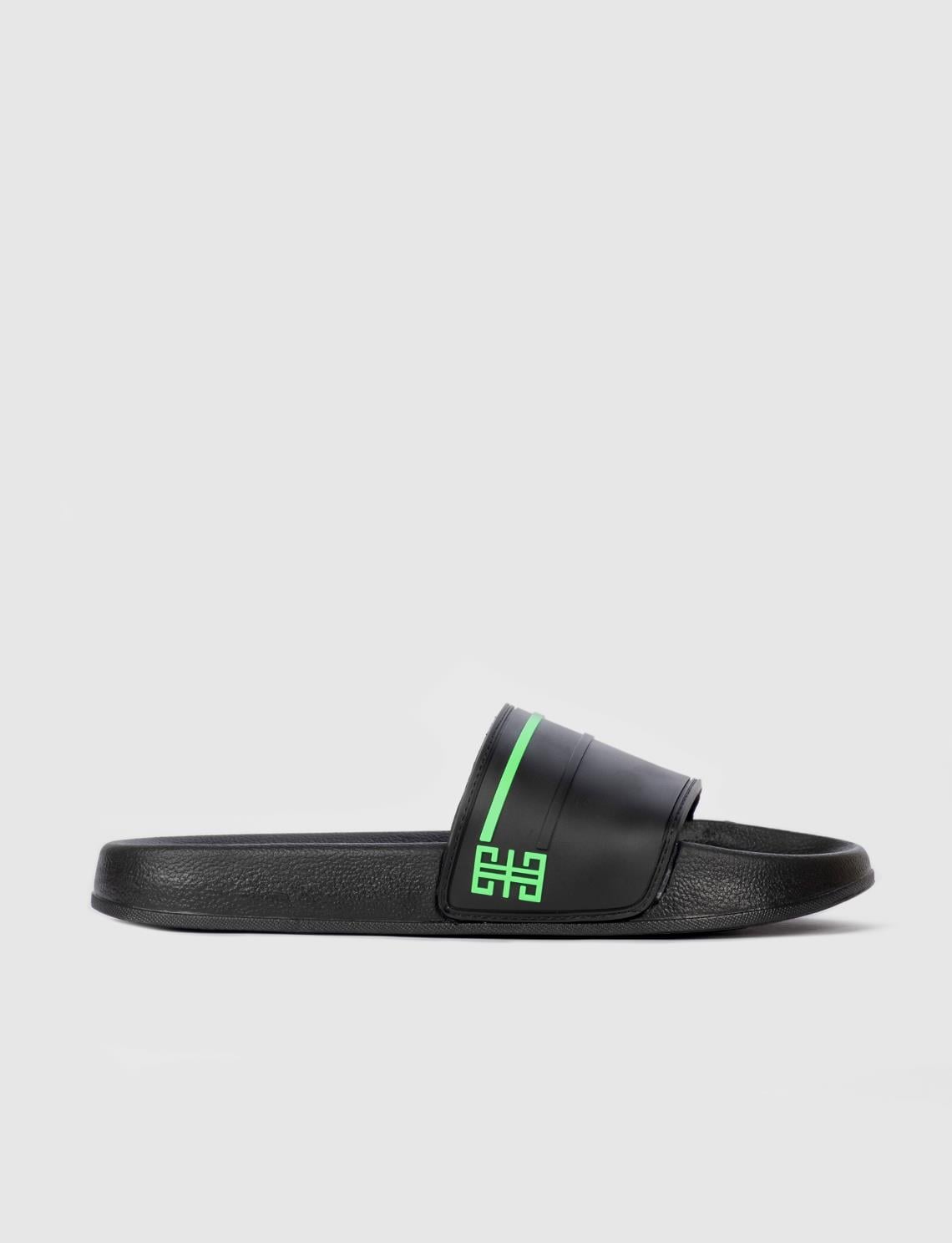 Black and Green Men's Slippers