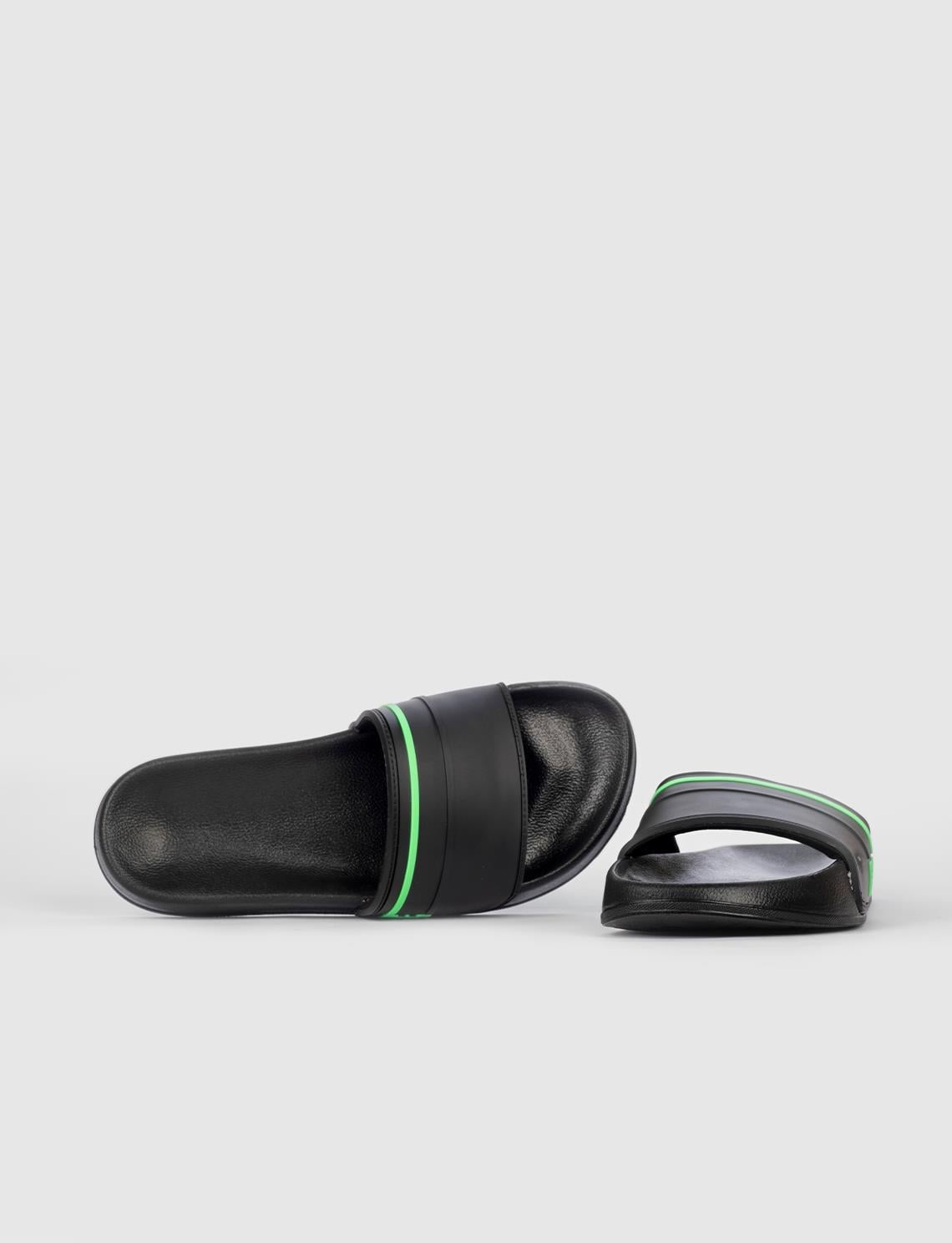 Black and Green Men's Slippers