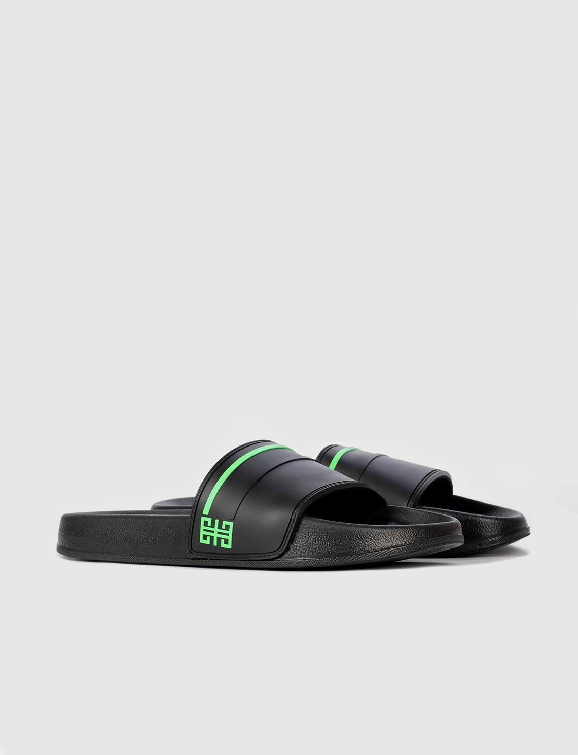 Black and Green Men's Slippers