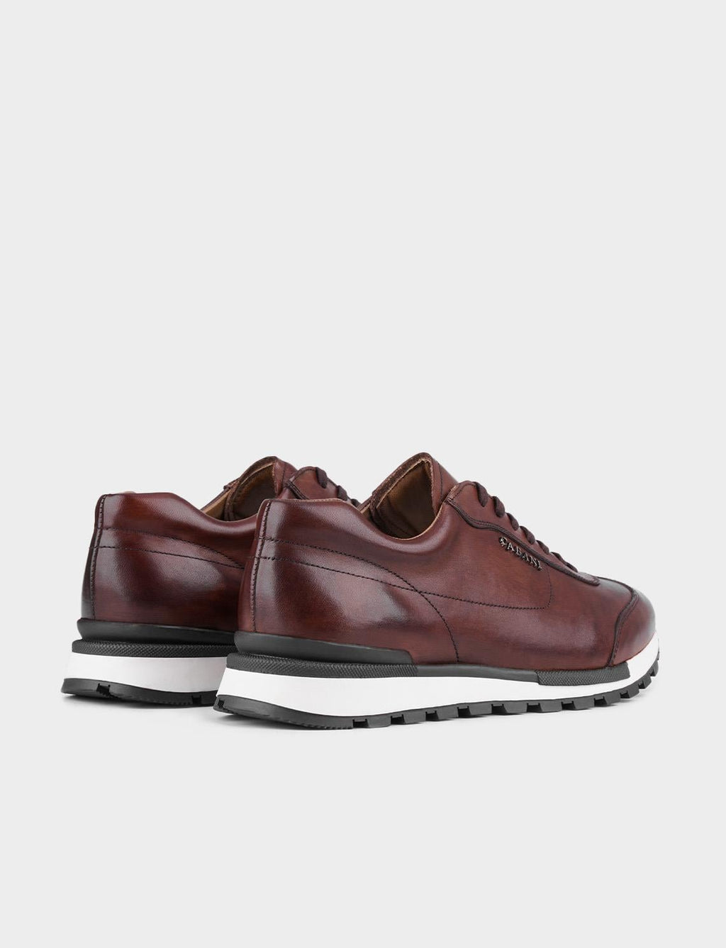 Sports Sneaker Genuine Leather Brown Lace-up Men's Athletic Shoes