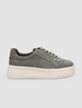 100% Genuine Leather Khaki Suede Lace-up Women's Athletic Shoes