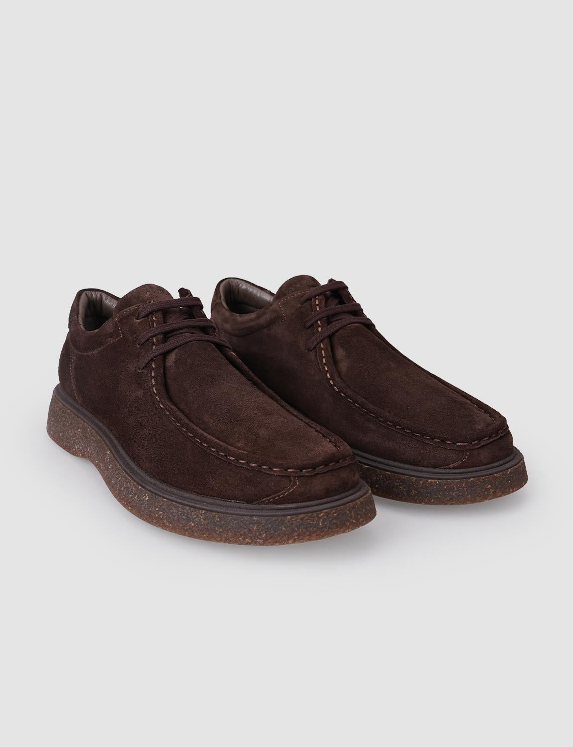 100% Genuine Leather Brown Suede Lace-up Men's Casual Shoes