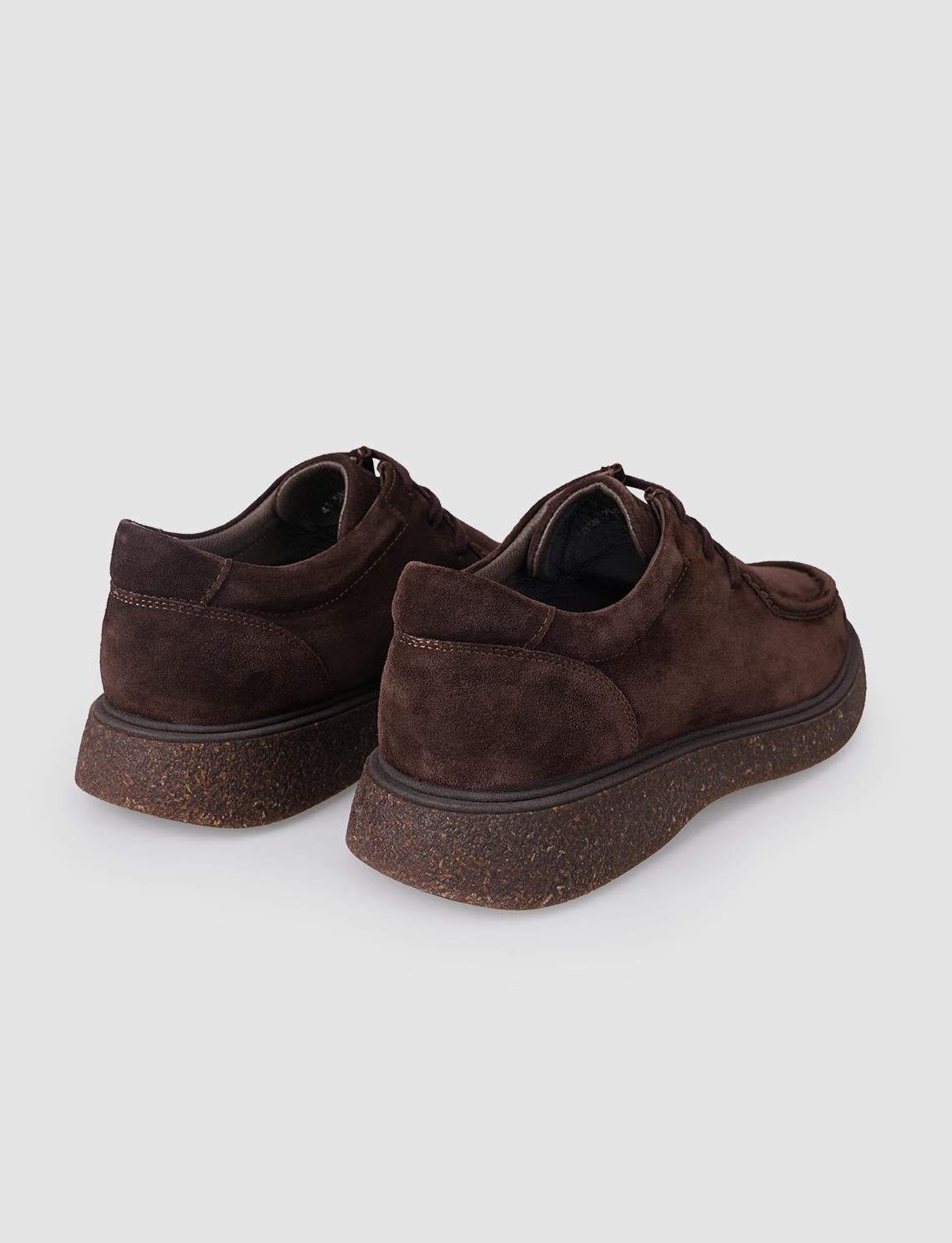 100% Genuine Leather Brown Suede Lace-up Men's Casual Shoes