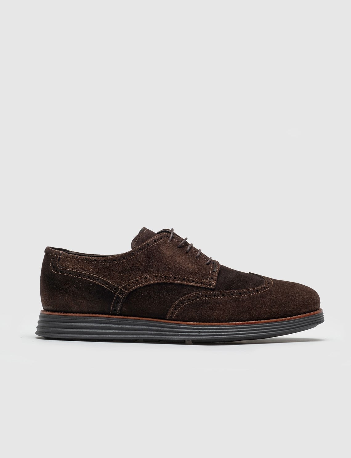 Genuine Leather Brown Suede Lace-up Men's Casual Shoes