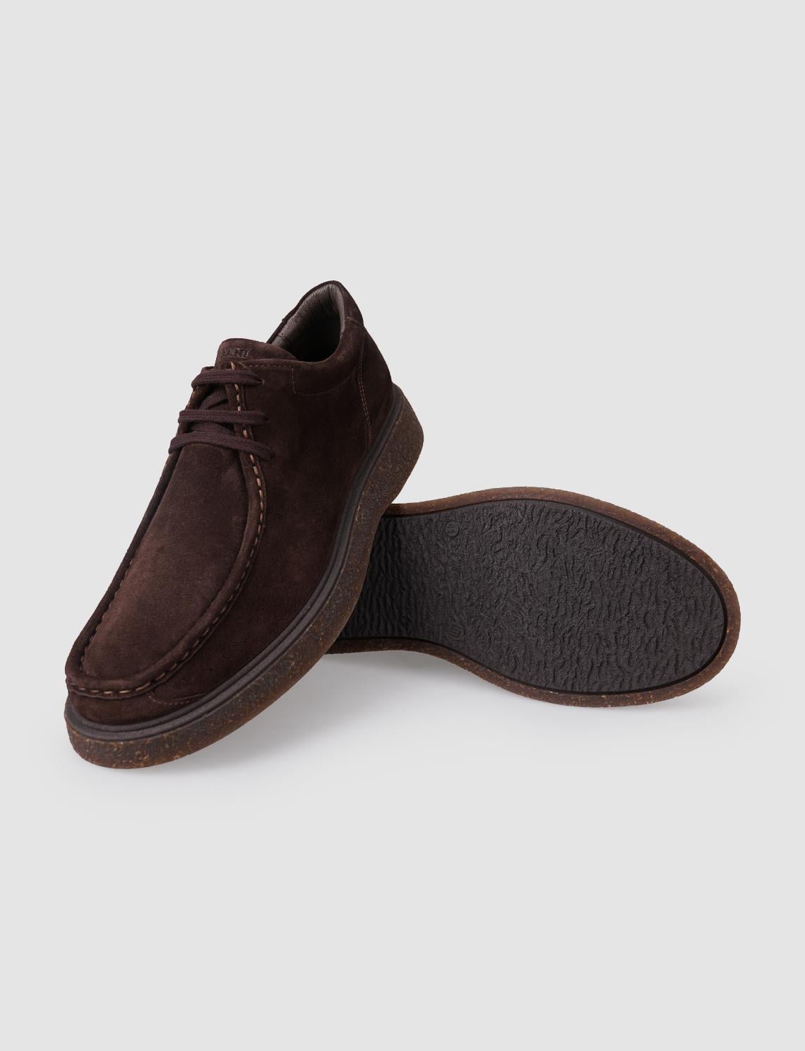 100% Genuine Leather Brown Suede Lace-up Men's Casual Shoes