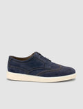 100% Genuine Leather Suede Navy Blue Men's Casual Shoes