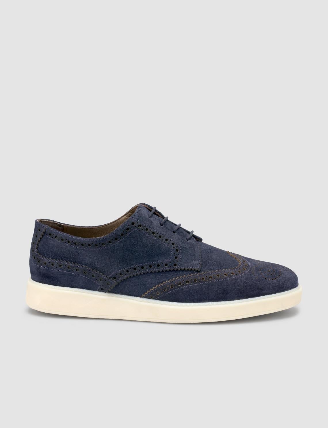100% Genuine Leather Suede Navy Blue Men's Casual Shoes