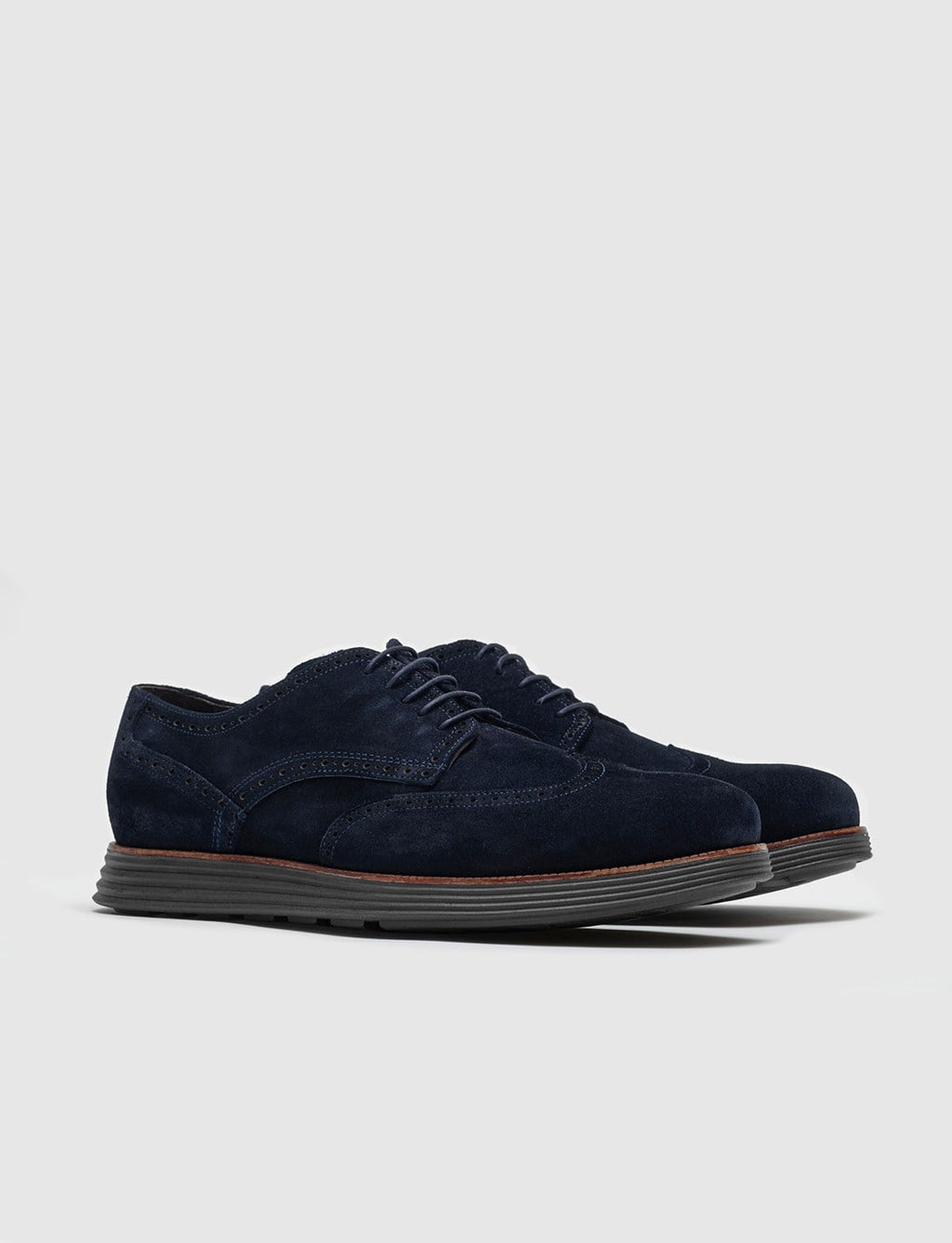 Genuine Leather Suede Navy Blue Lace-up Men's Casual Shoes