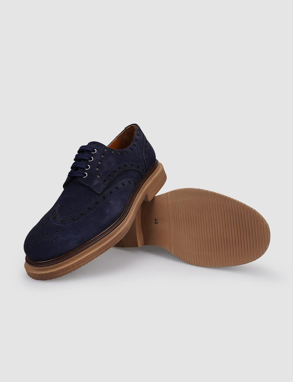100% Genuine Leather Navy Suede Lace-up Men's Casual Shoes