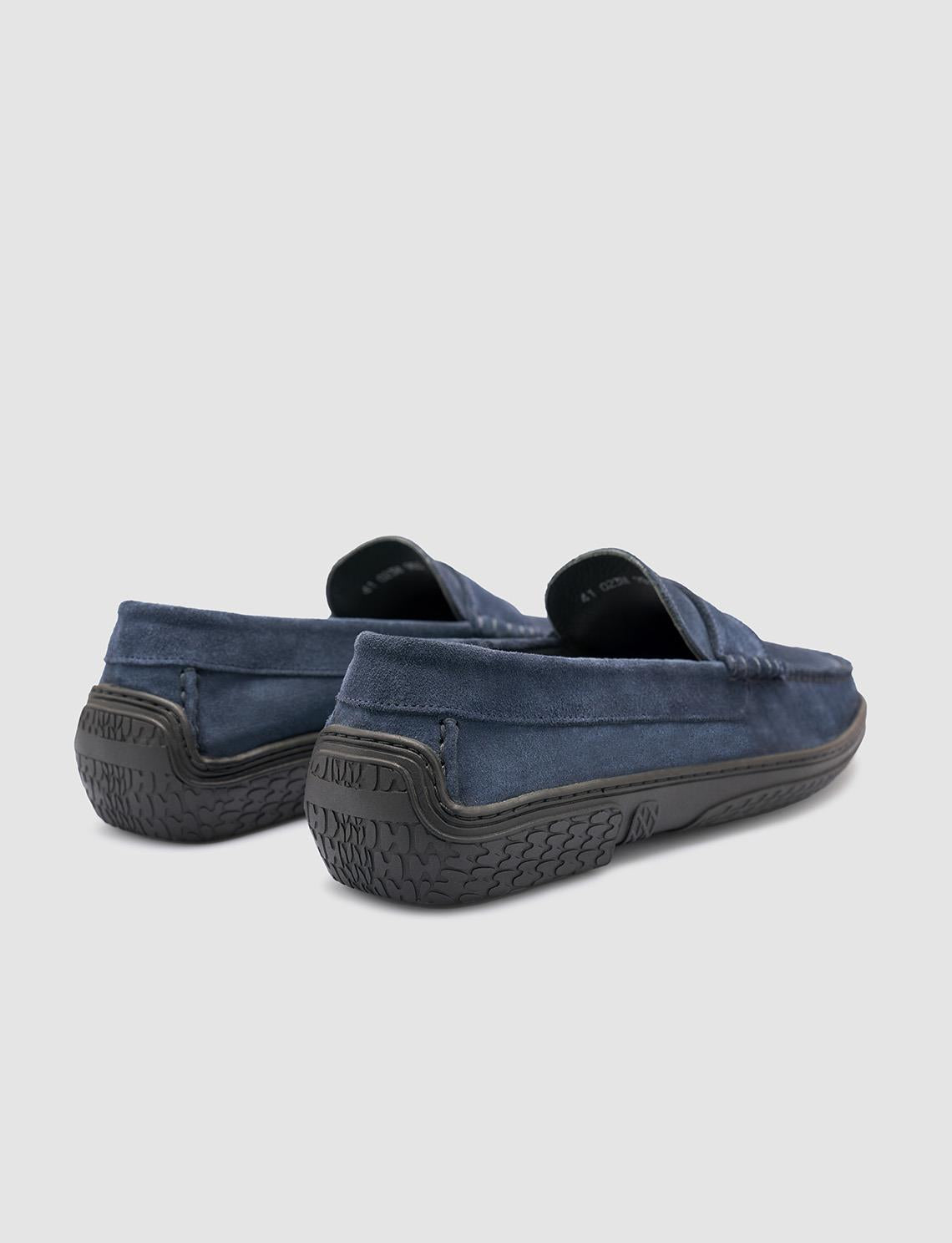 100% Genuine Leather Navy Suede Men's Casual Shoes