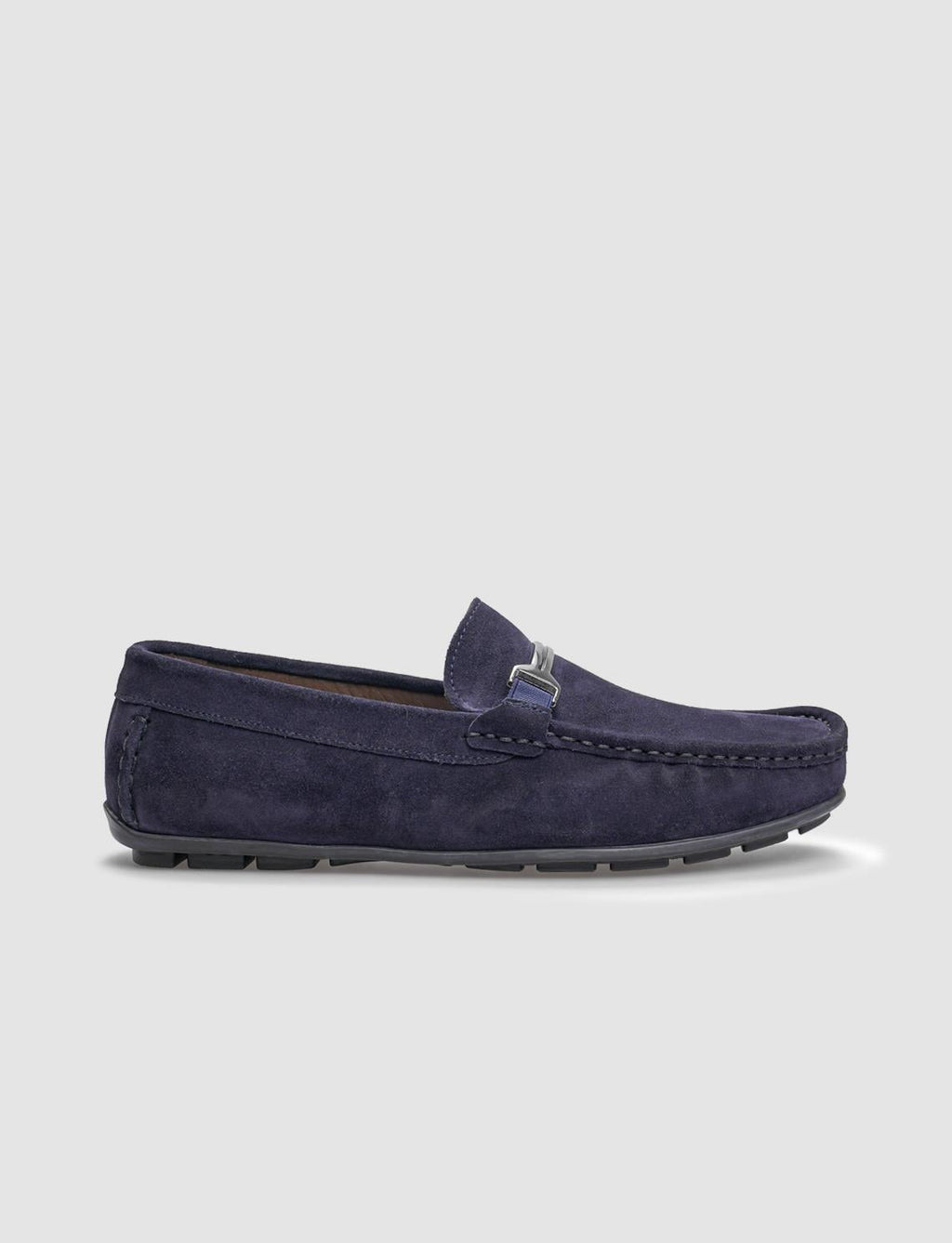 Genuine Leather Navy Suede Buckle Men's Loafer
