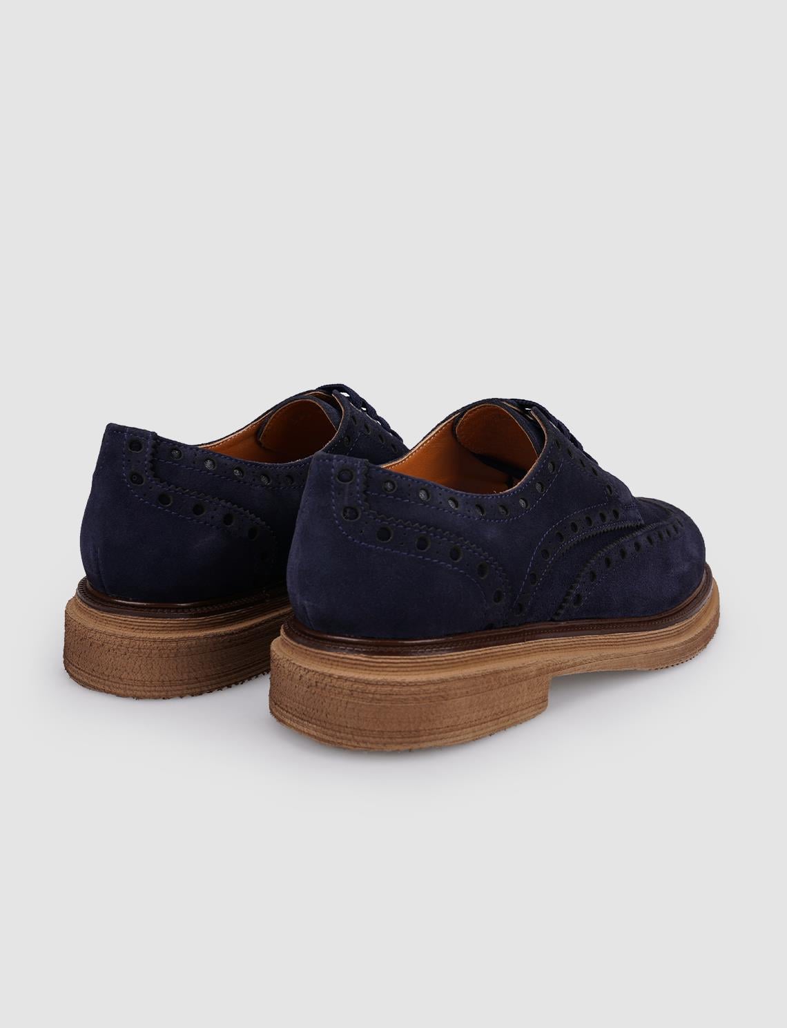 100% Genuine Leather Navy Suede Lace-up Men's Casual Shoes