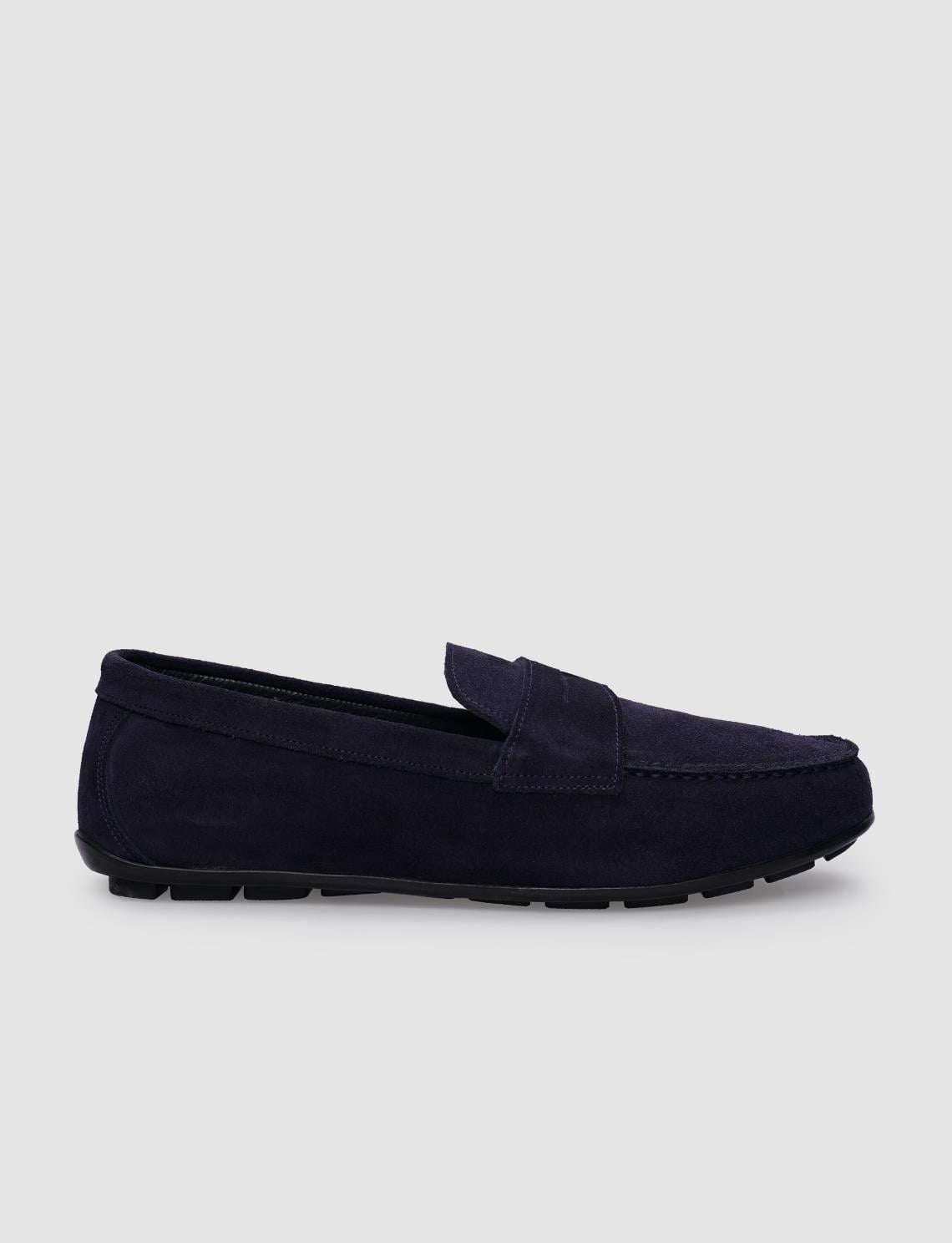 100% Genuine Leather Navy Suede Men's Loafer