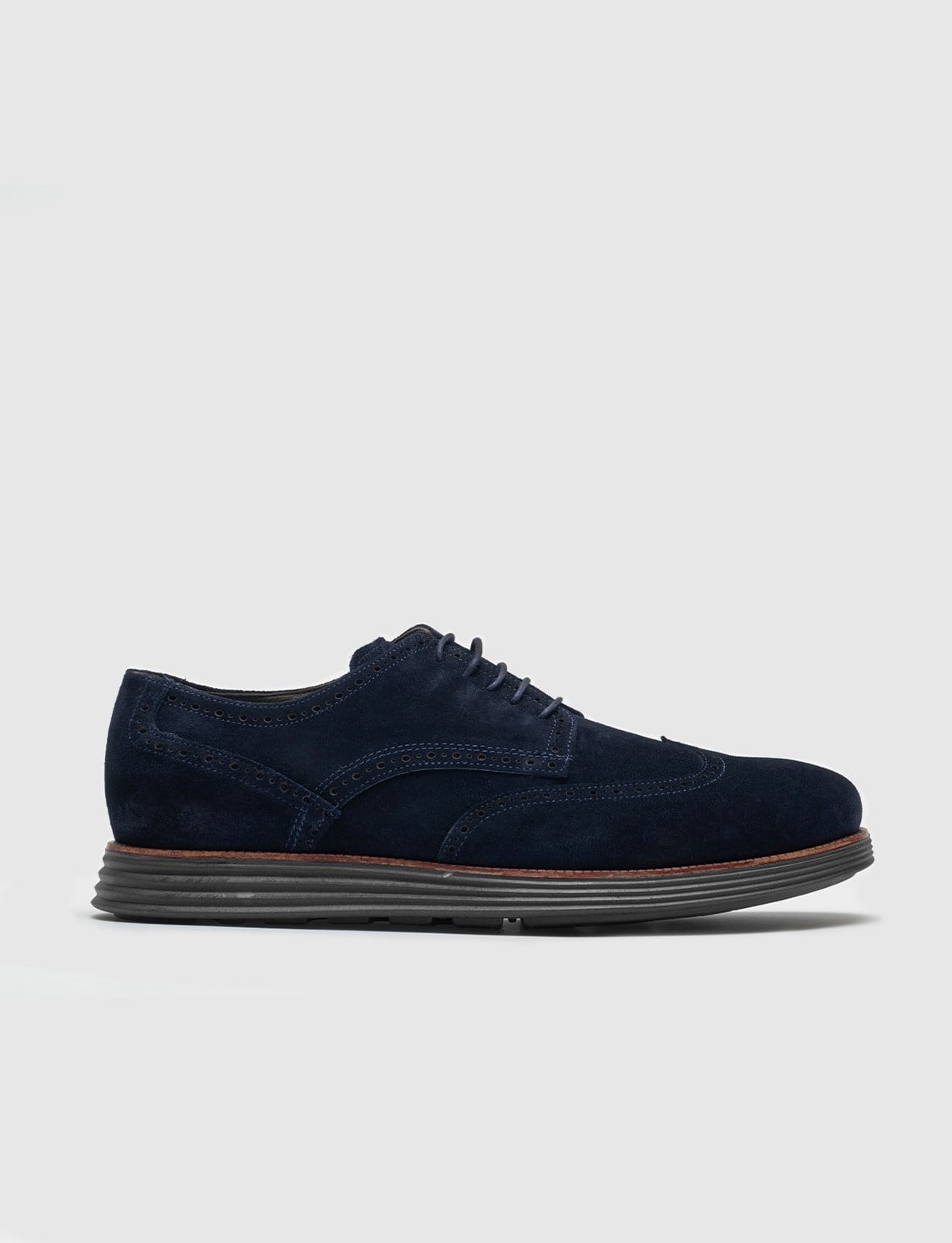 Genuine Leather Suede Navy Blue Lace-up Men's Casual Shoes