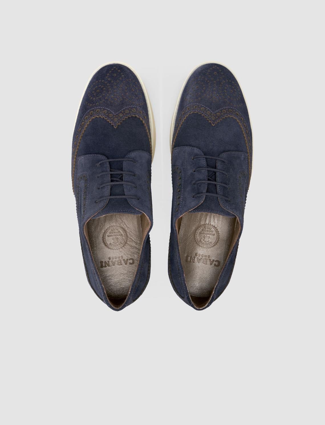 100% Genuine Leather Suede Navy Blue Men's Casual Shoes