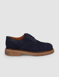 100% Genuine Leather Navy Suede Lace-up Men's Casual Shoes