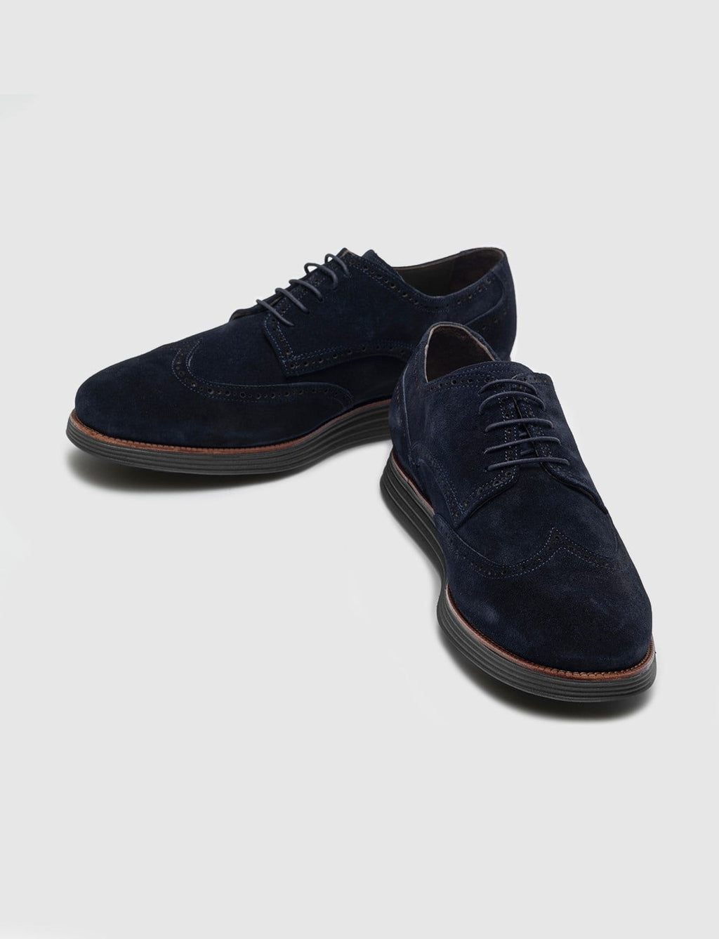 Genuine Leather Suede Navy Blue Lace-up Men's Casual Shoes