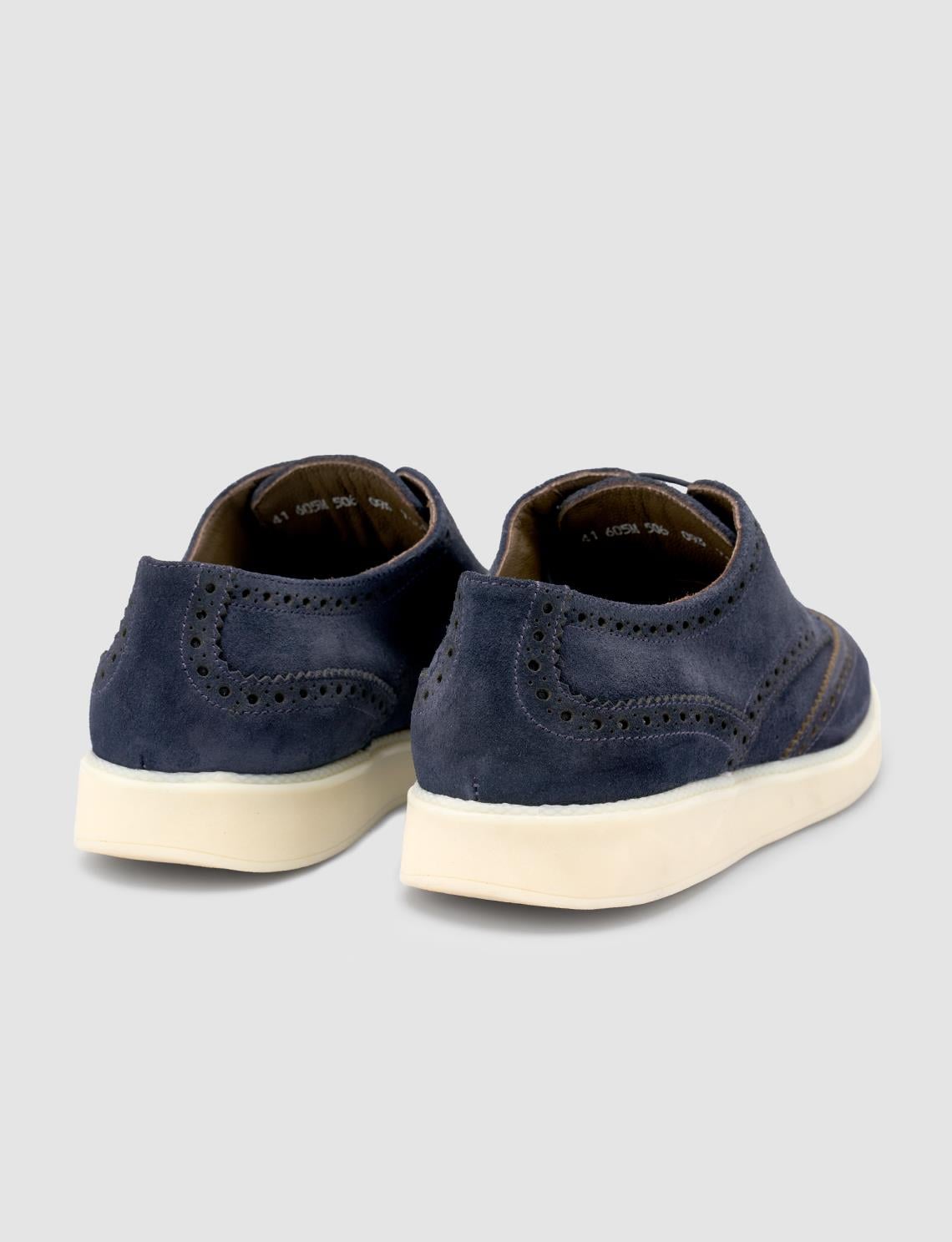 100% Genuine Leather Suede Navy Blue Men's Casual Shoes