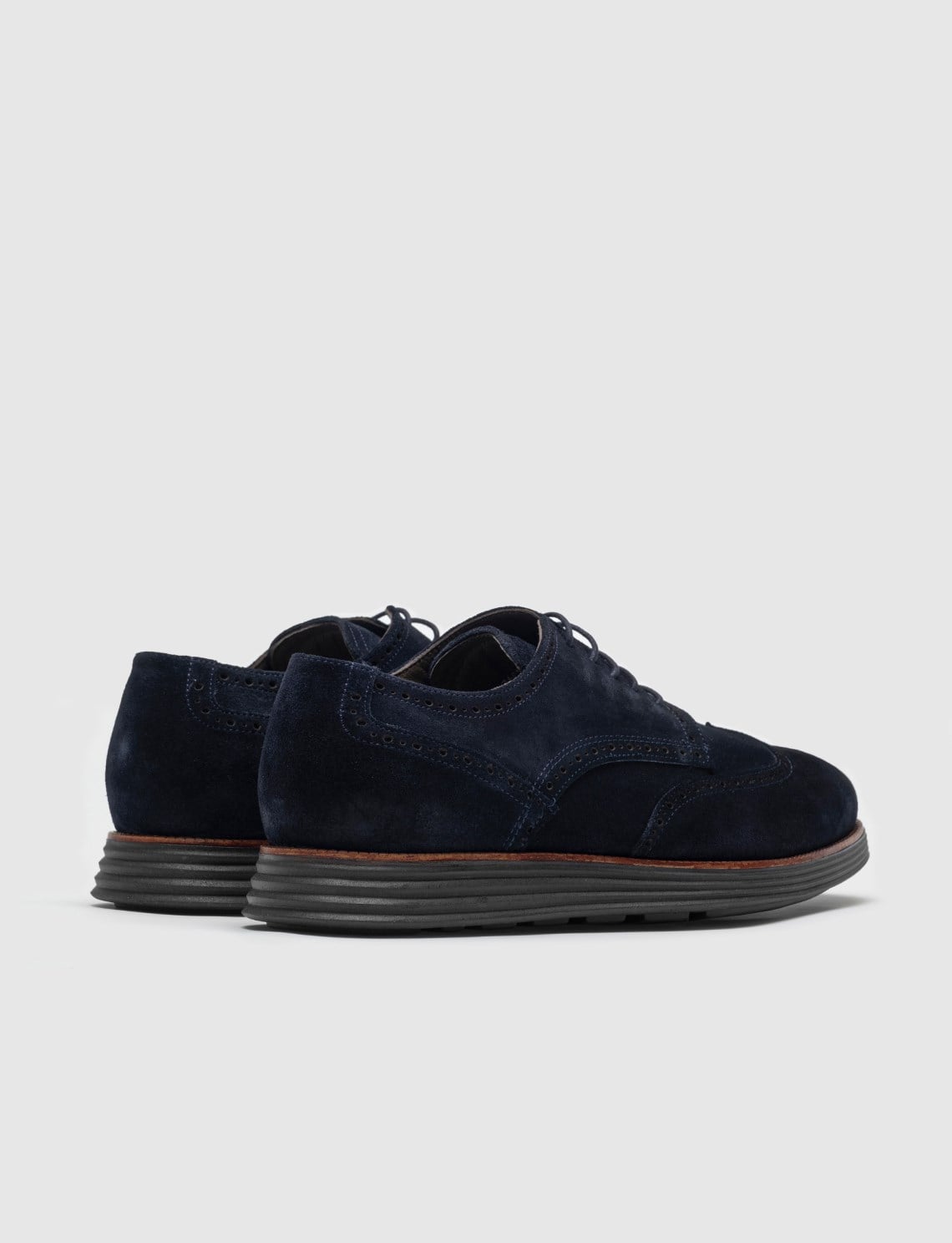 Genuine Leather Suede Navy Blue Lace-up Men's Casual Shoes