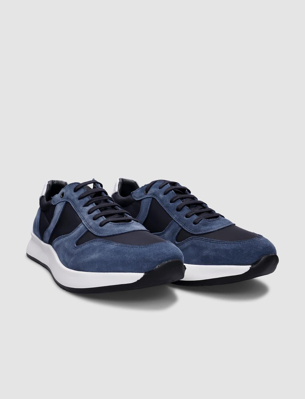 100% Genuine Leather Blue Suede Lace-up Men's Athletic Shoes