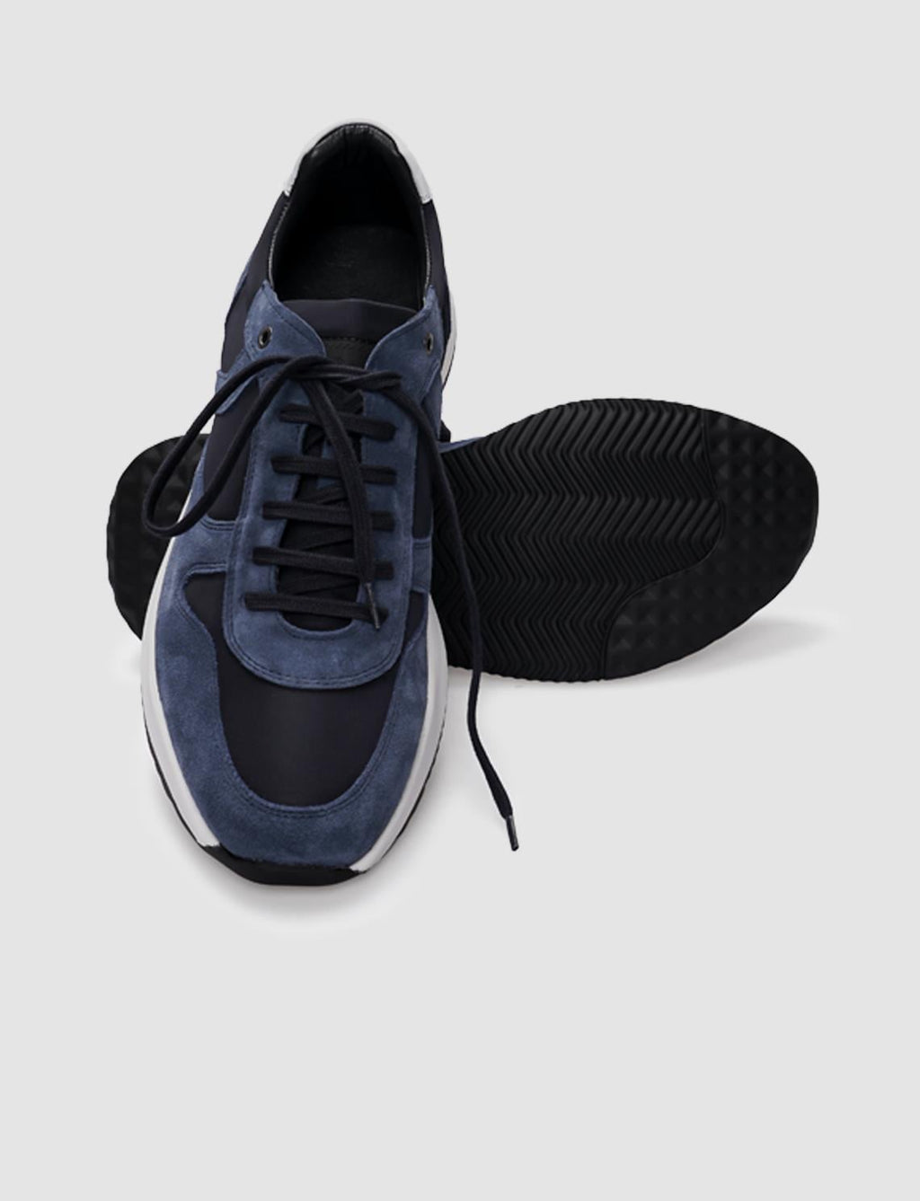 100% Genuine Leather Blue Suede Lace-up Men's Athletic Shoes