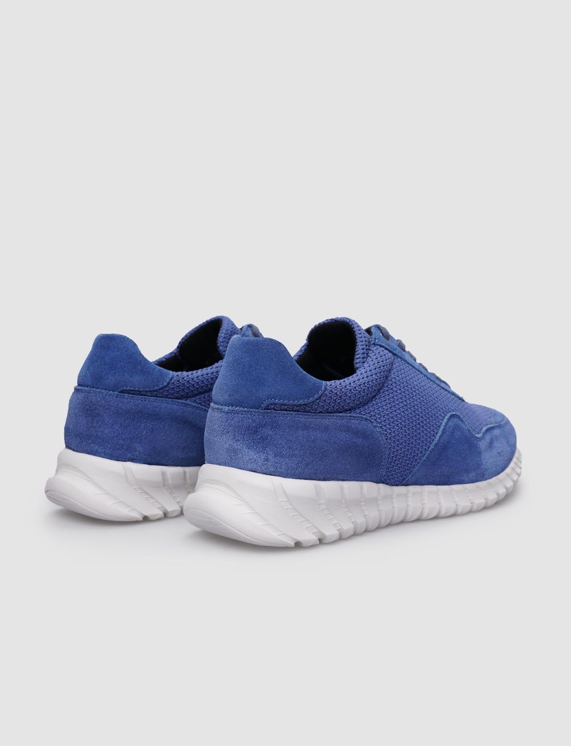 Knitted Blue Lace-up Men's Athletic Shoes