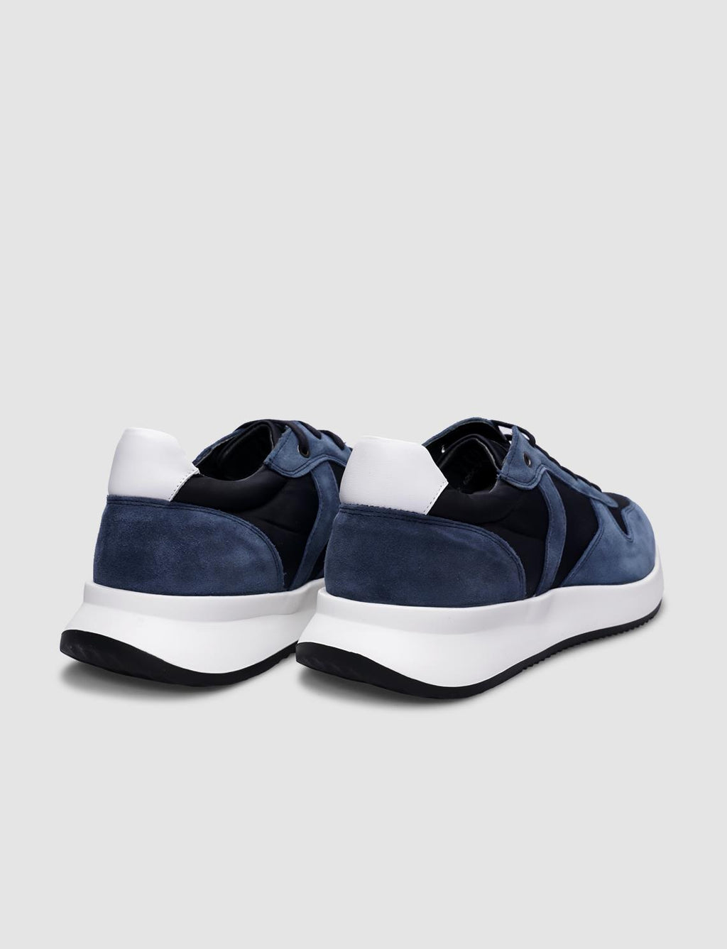 100% Genuine Leather Blue Suede Lace-up Men's Athletic Shoes