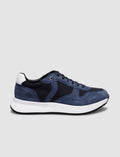100% Genuine Leather Blue Suede Lace-up Men's Athletic Shoes