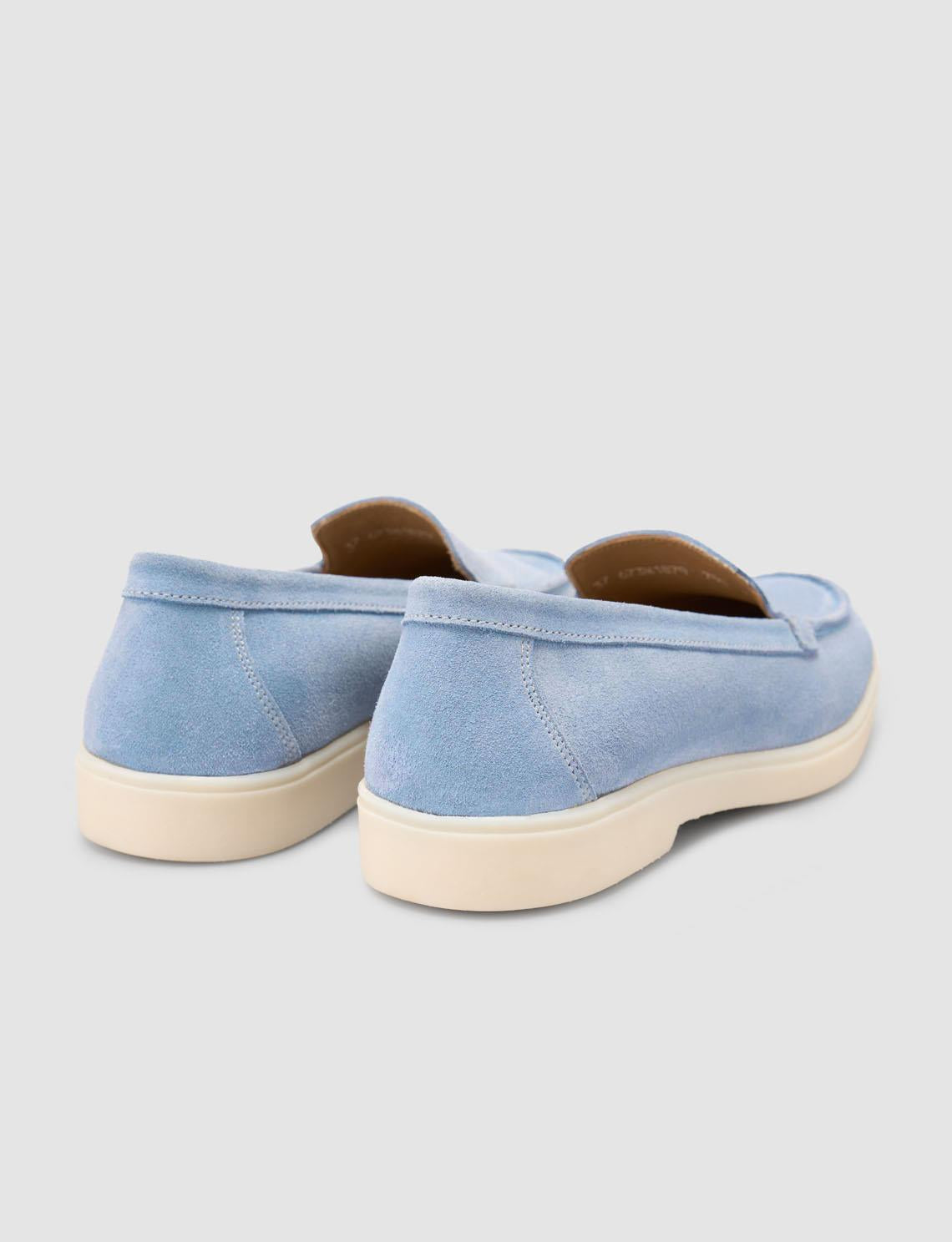 Monamae 100% Genuine Leather Blue Suede Women's Loafer