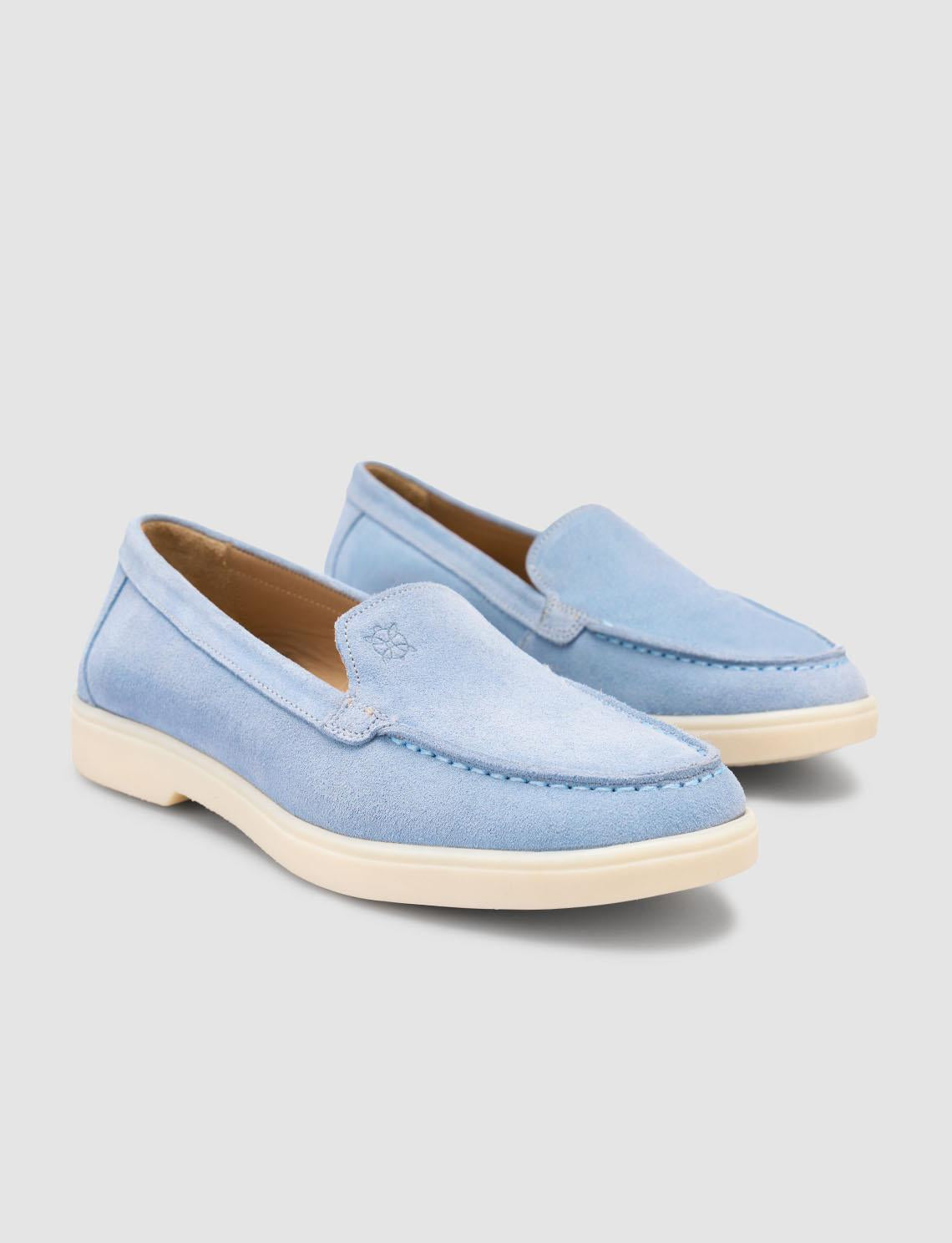 Monamae 100% Genuine Leather Blue Suede Women's Loafer