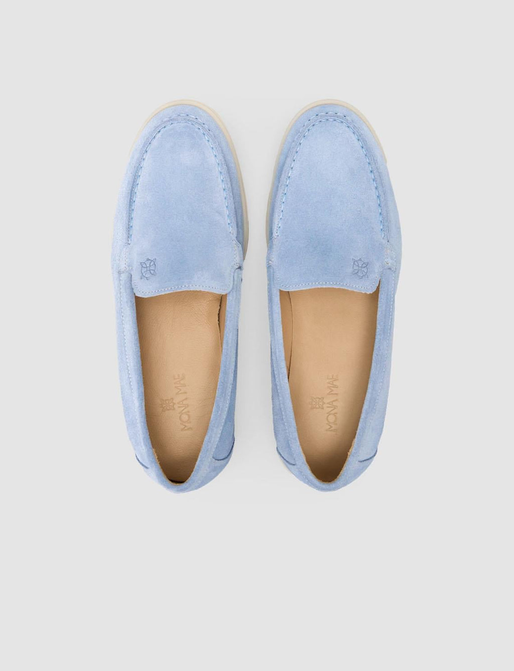 Monamae 100% Genuine Leather Blue Suede Women's Loafer