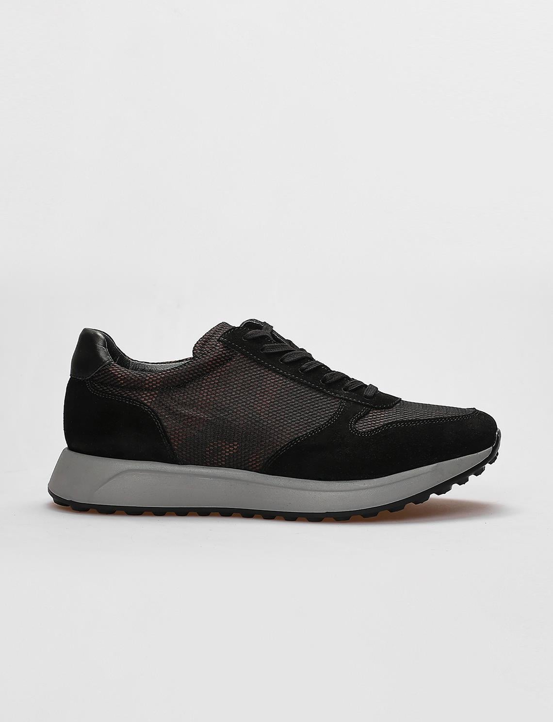Genuine Leather Black Brown Camouflage Lace-up Men's Athletic Shoes (123252-10159)