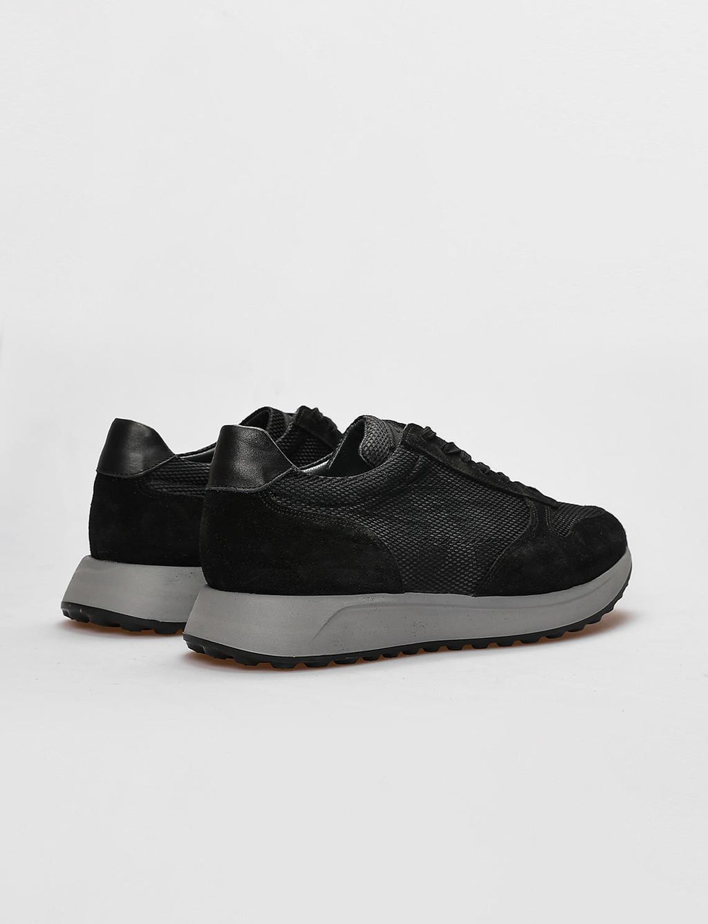 Genuine Leather Black Grey Camouflage Lace-up Men's Athletic Shoes (123252-10159)