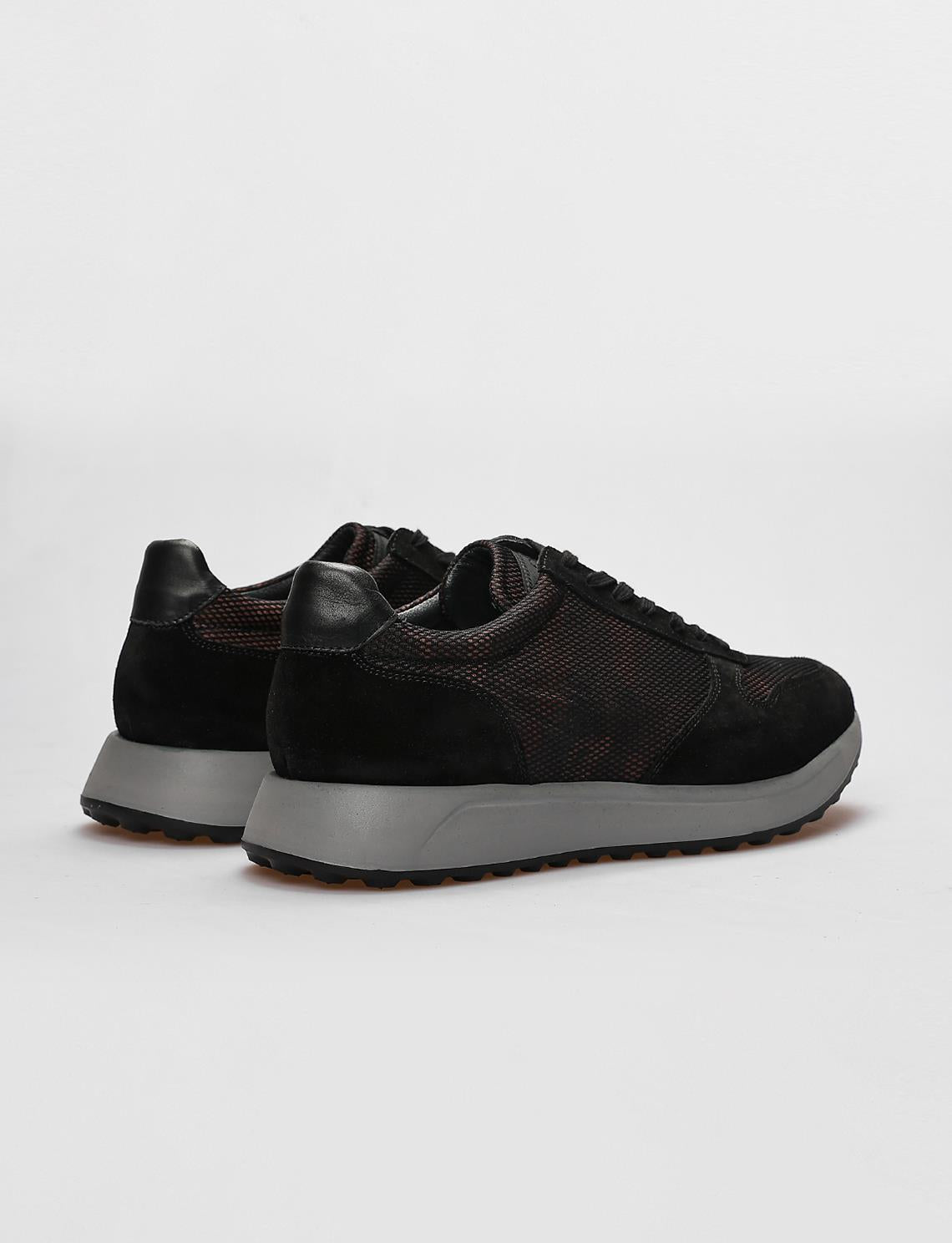 Genuine Leather Black Brown Camouflage Lace-up Men's Athletic Shoes (123252-10159)