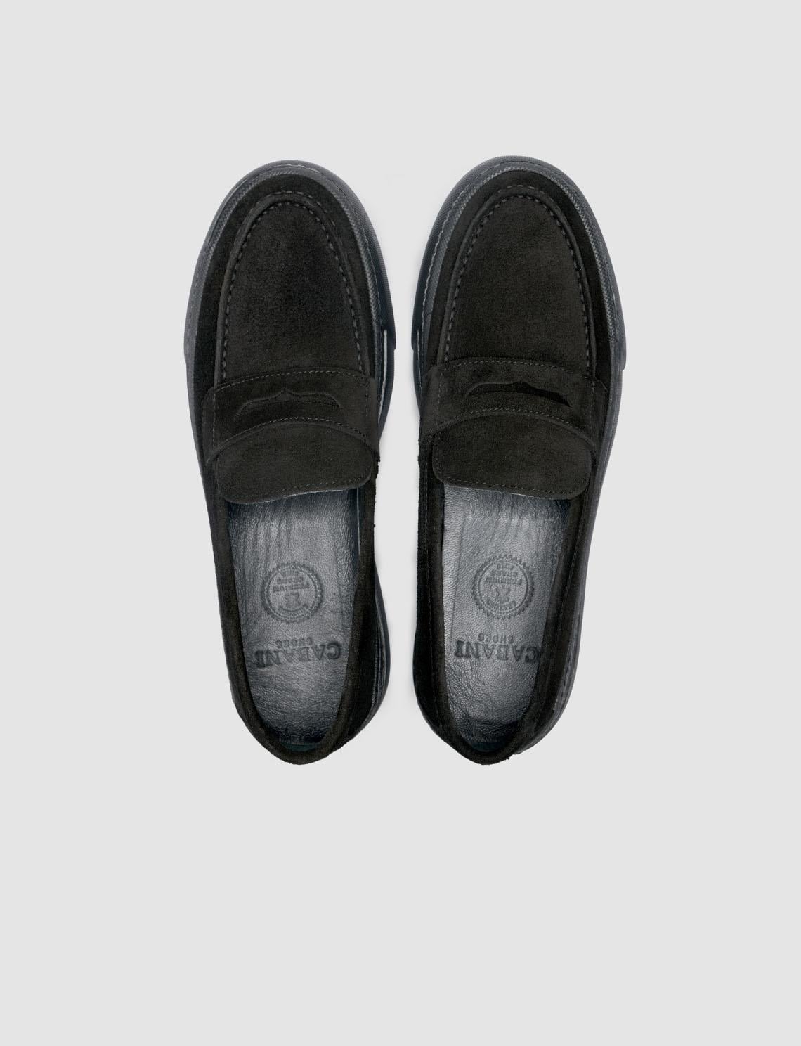 100% Genuine Leather Black Suede Men's Loafer with Strap