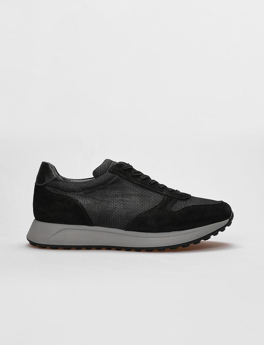 Genuine Leather Black Grey Camouflage Lace-up Men's Athletic Shoes (123252-10159)