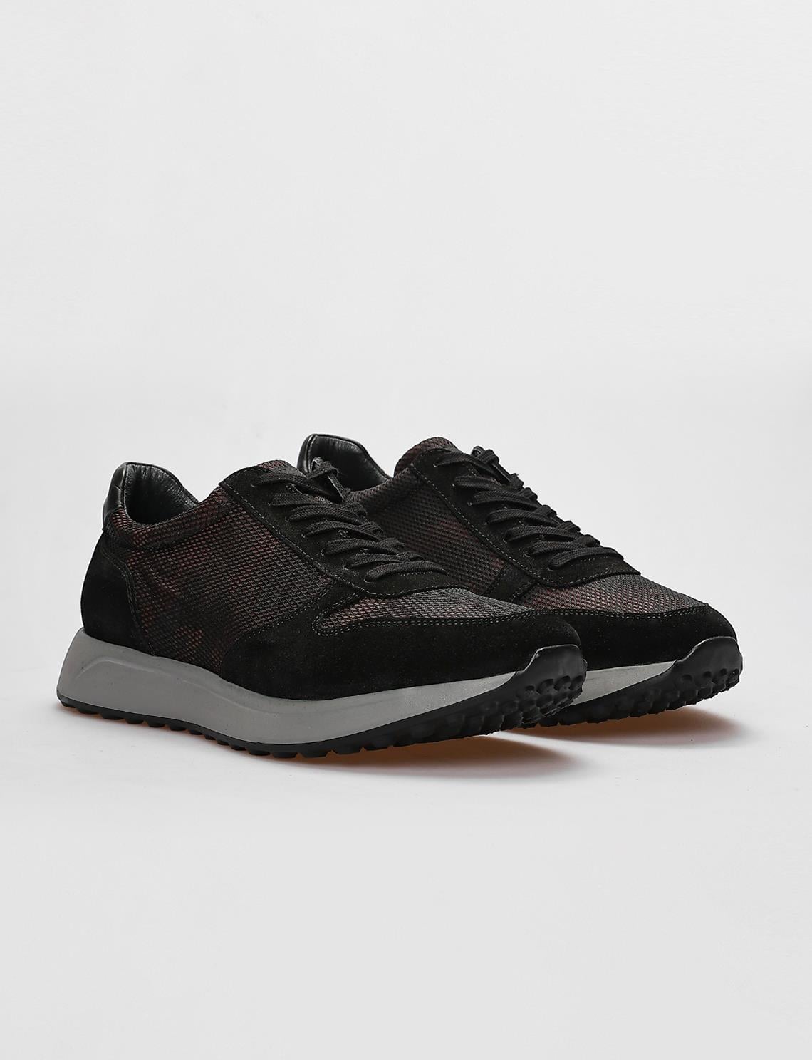 Genuine Leather Black Brown Camouflage Lace-up Men's Athletic Shoes (123252-10159)
