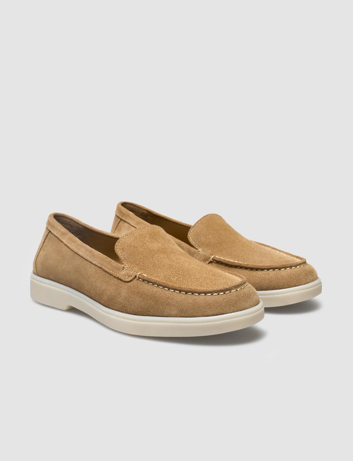 Monamae 100% Genuine Leather Tan Suede Women's Loafer