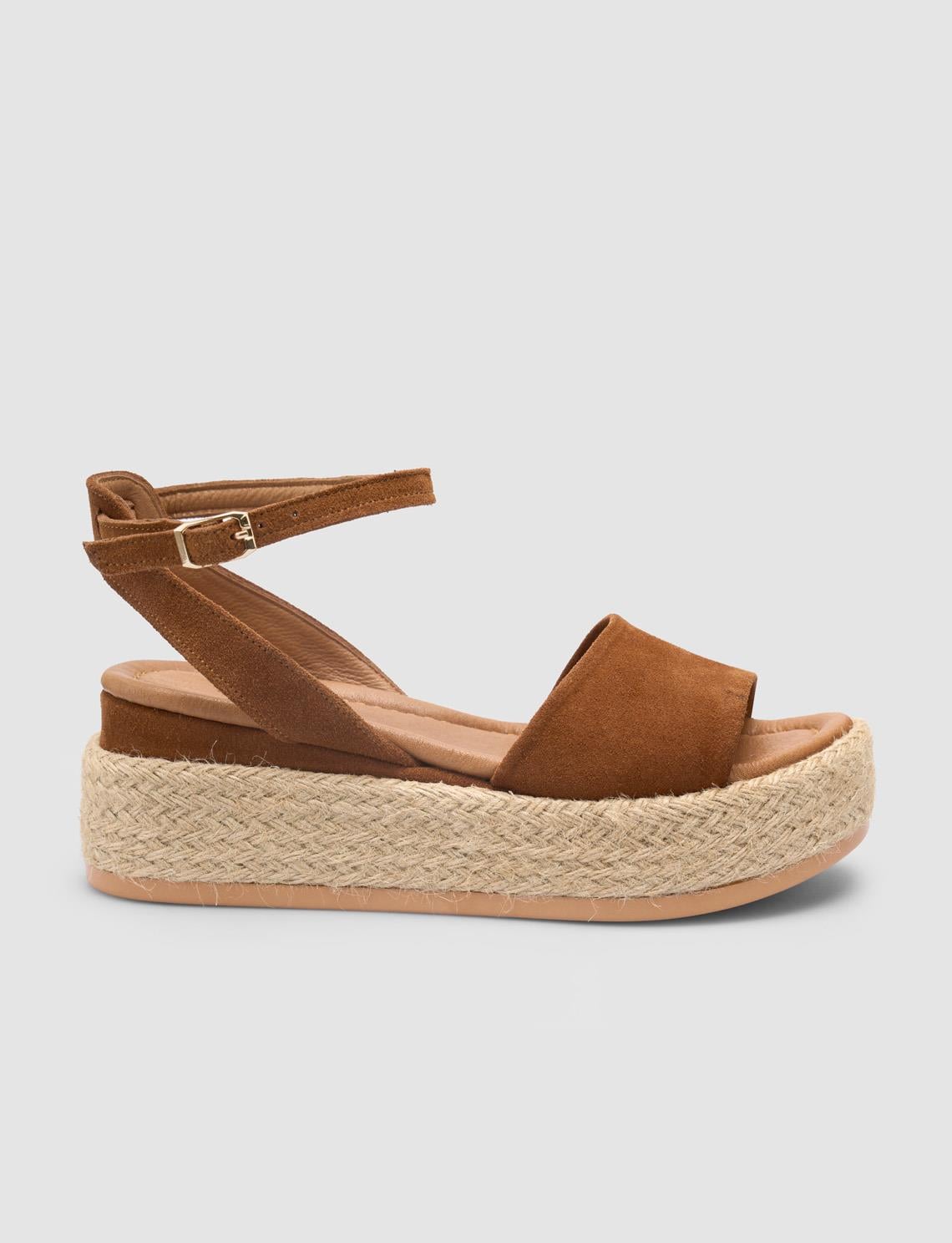 100% Genuine Leather Tan Women's Suede Sandals