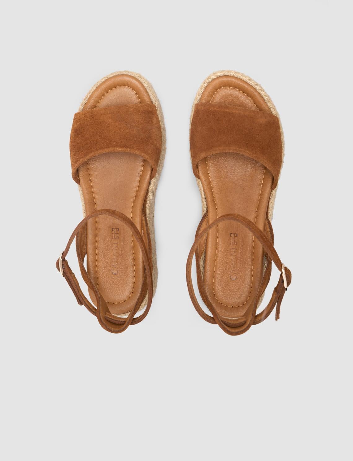 100% Genuine Leather Tan Women's Suede Sandals