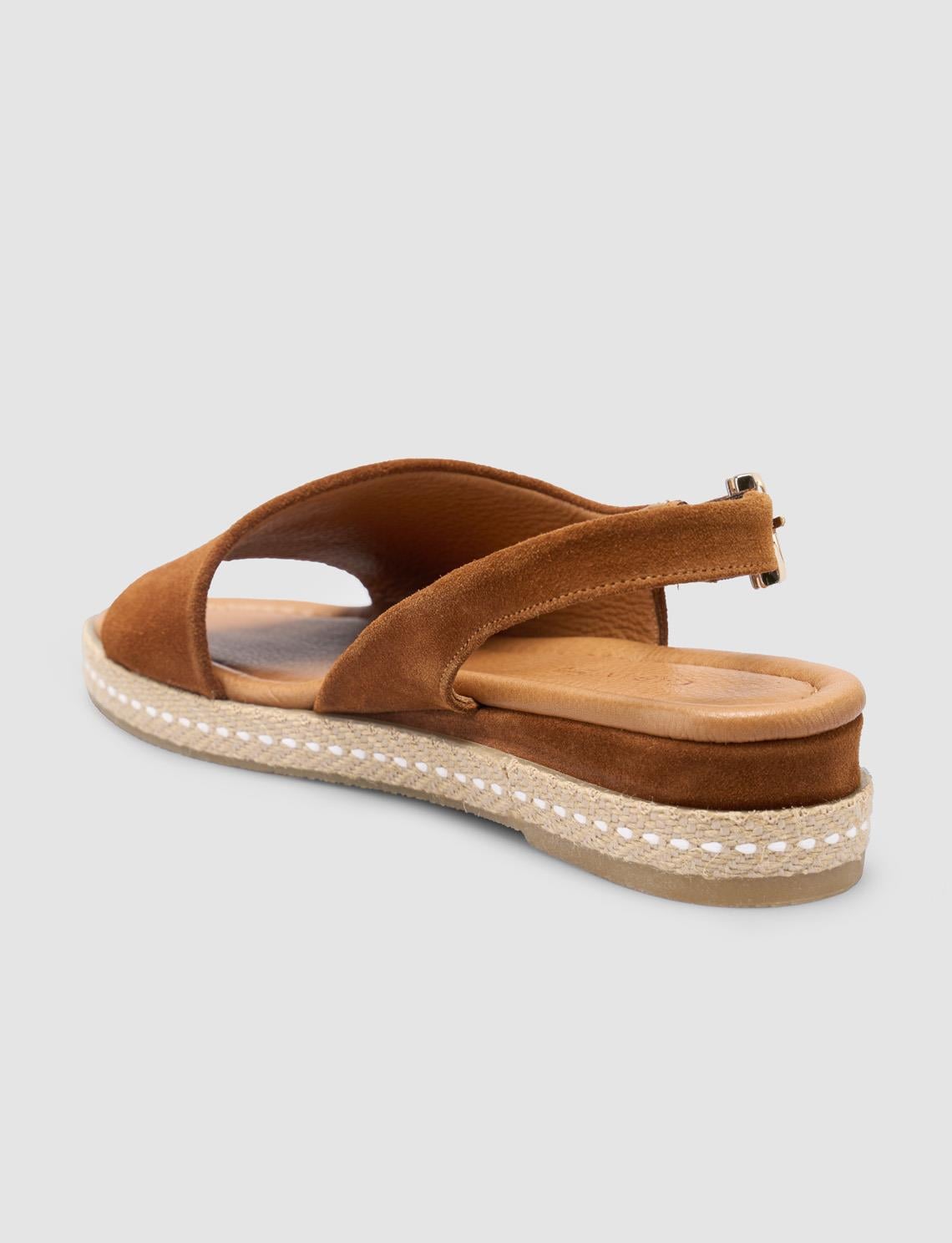 100% Genuine Leather Tan Women's Suede Sandals