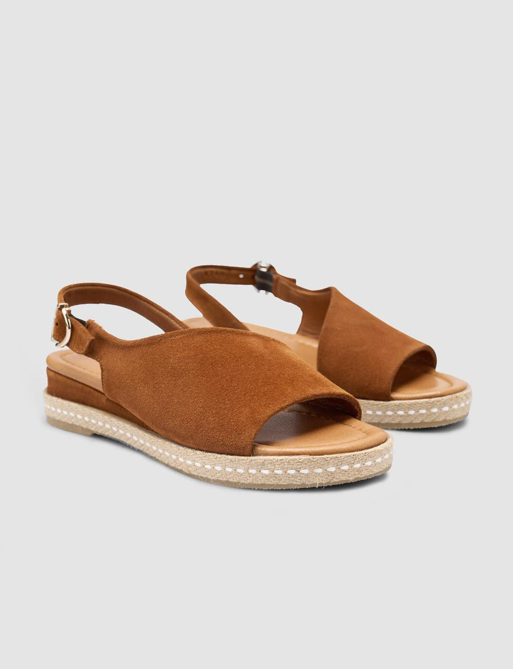 100% Genuine Leather Tan Women's Suede Sandals