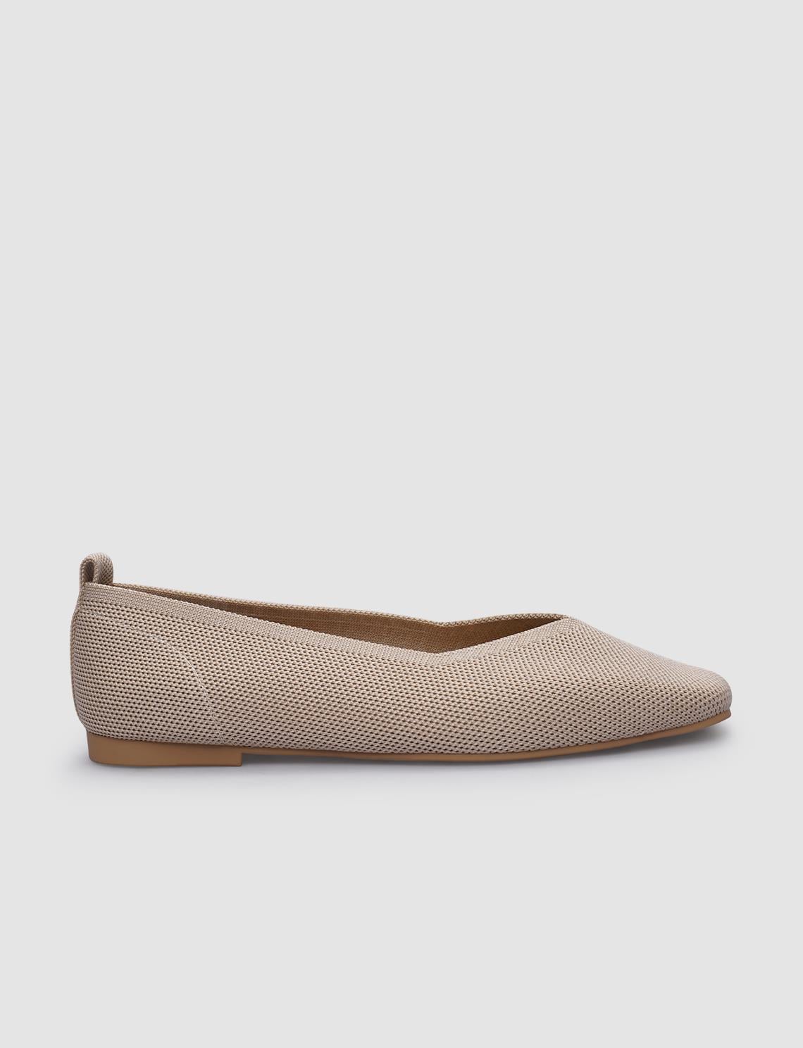Beige Women's Knitted Casual Shoes