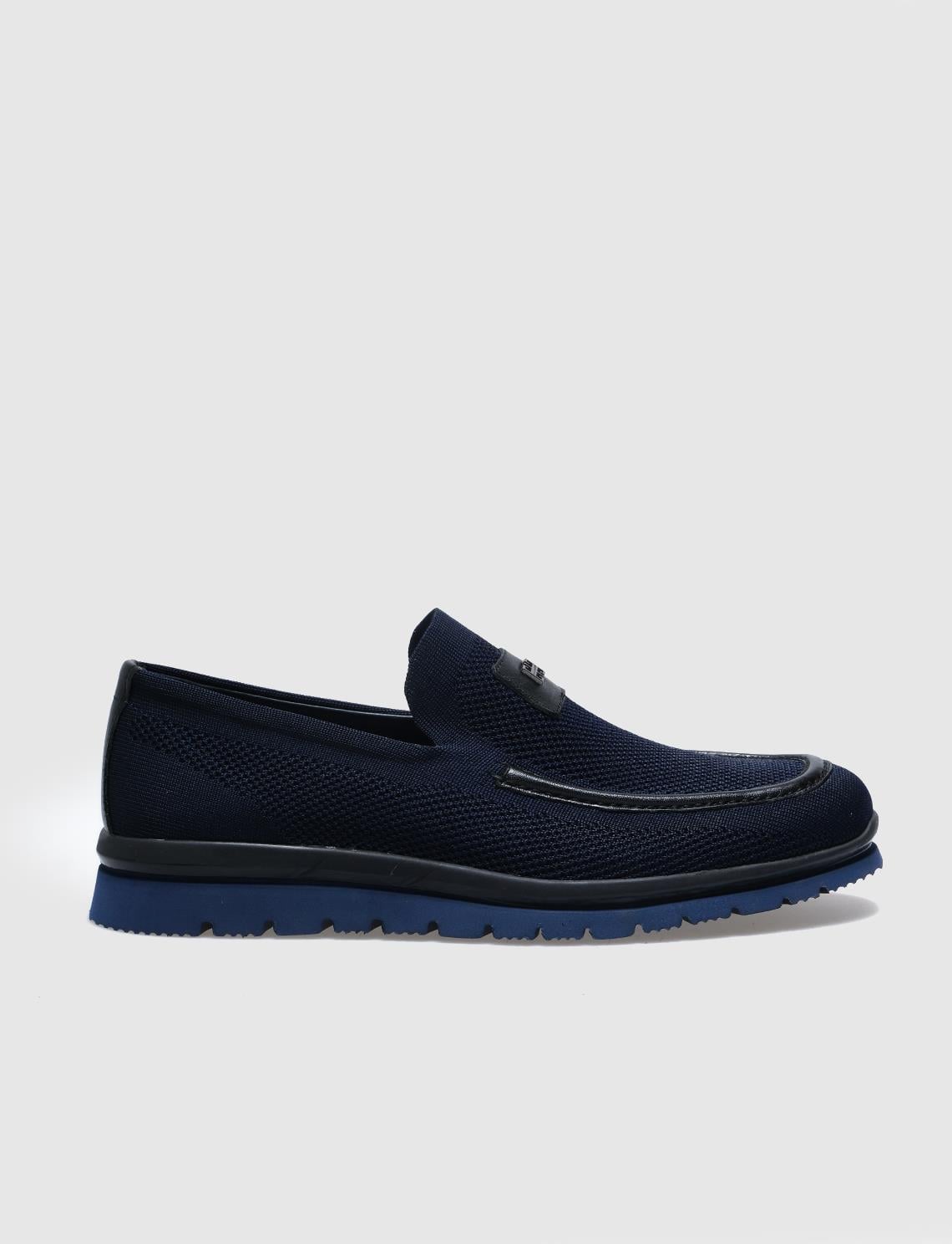 Knitted Navy Blue Men's Casual Shoes