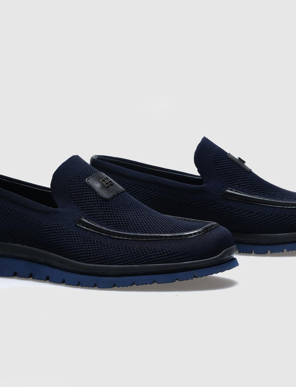 Knitted Navy Blue Men's Casual Shoes