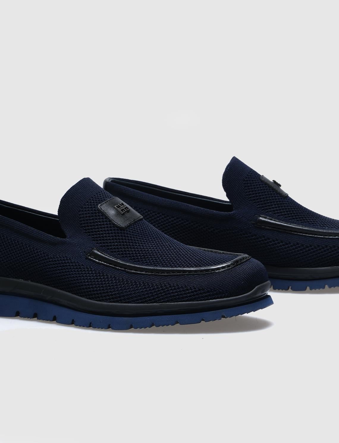 Knitted Navy Blue Men's Casual Shoes