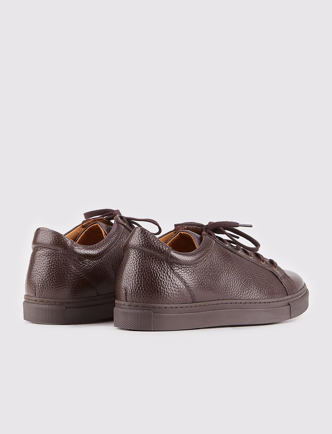 Men's Brown Genuine Leather Shoes with Thermal Sole