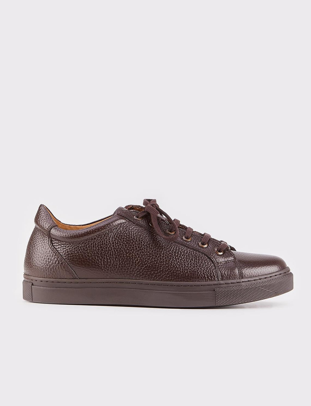 Men's Brown Genuine Leather Shoes with Thermal Sole