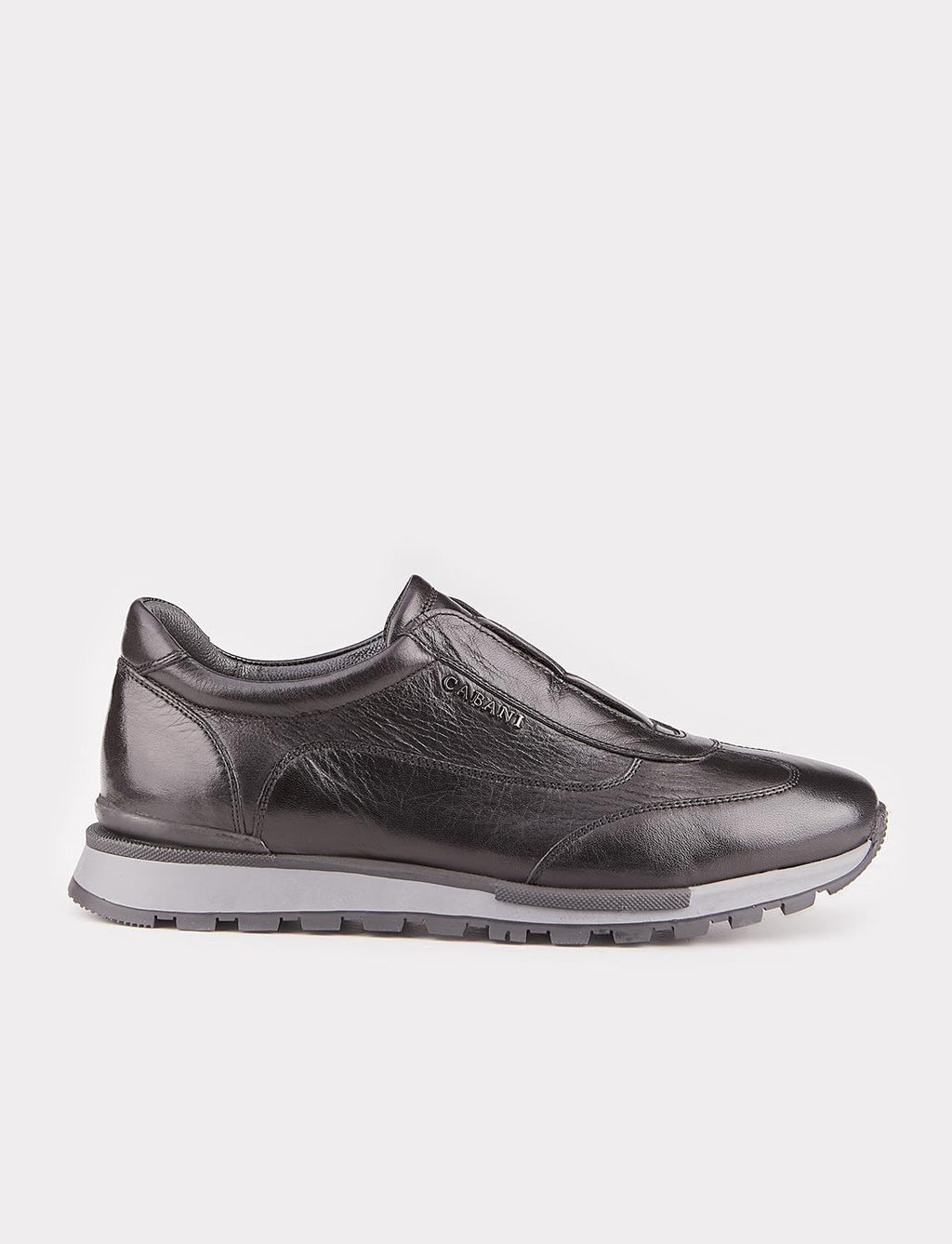 Men's Black Genuine Leather Sports Shoes with Thermal Sole