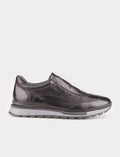 Men's Black Genuine Leather Sports Shoes with Thermal Sole